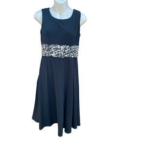 Jessica Howard Womens A Line Dress Black Ruched Scoop Neck Sleeveless Petites 6P